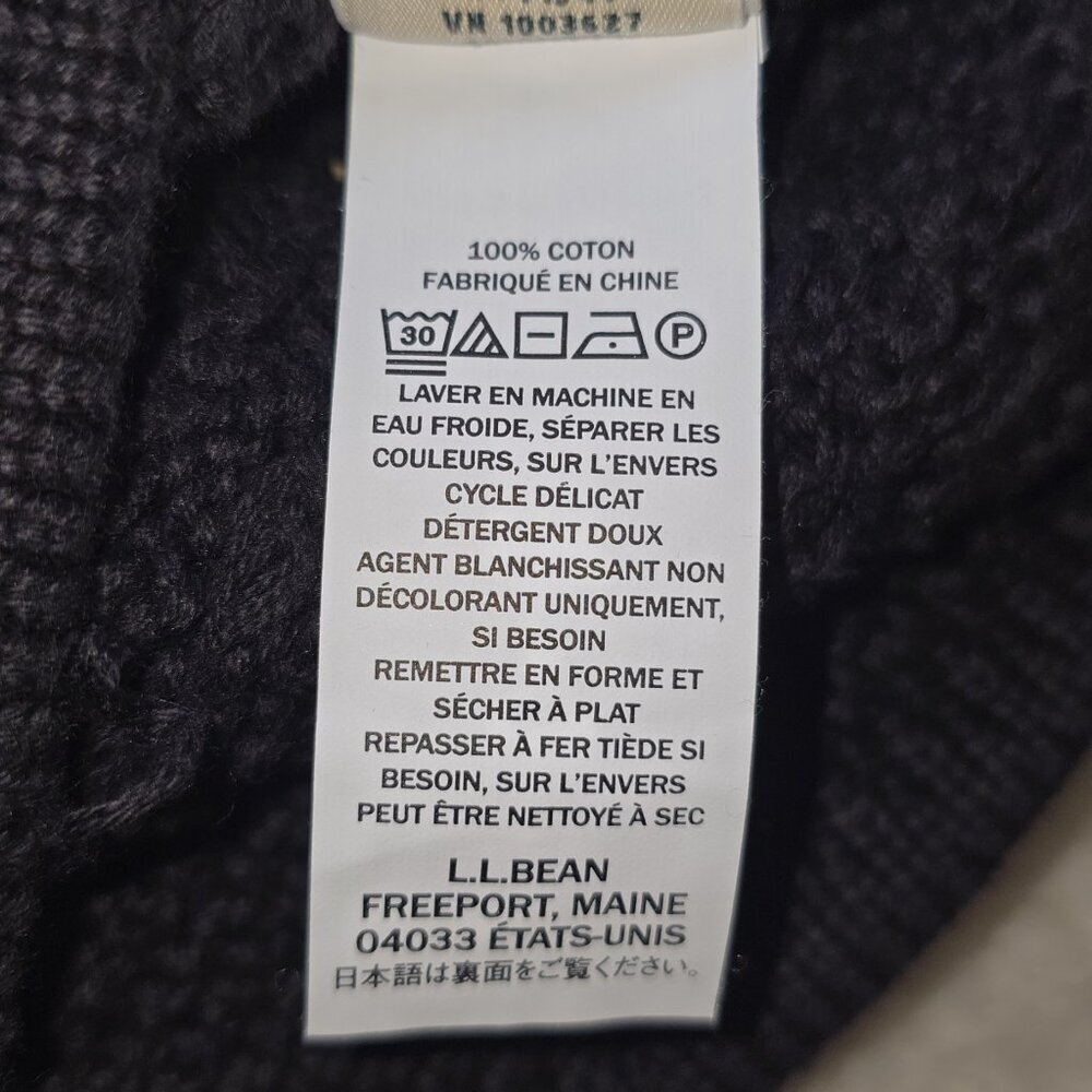 L.L.Bean Women’s L Textured Cable Knit Cotton Button Front Cardigan Black - Picture 7 of 9